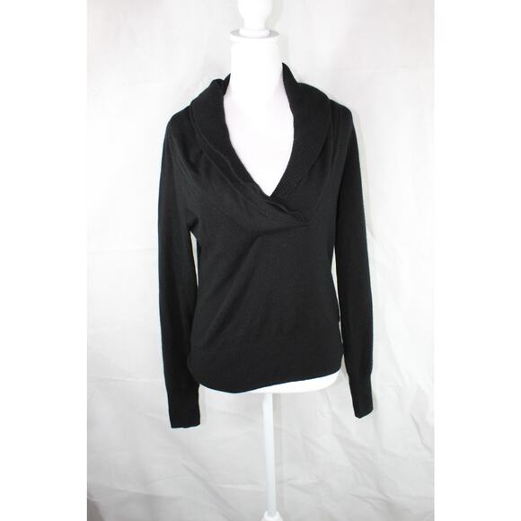 J.Crew Women's 100% Cashmere Black Cowl Neck Sweater Vintage Y2K - Picture 10 of 11